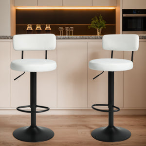 Counter Stools,Set of 2 Bar Stools with Back and Footrest, Modern Metal Counter Height Barstools for Kitchen Home Bar