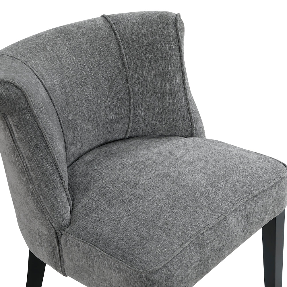 Foam Cushion Seat 1pc Accent Chair Curved Back Charcoal Fabric Upholstered Espresso Finish Legs