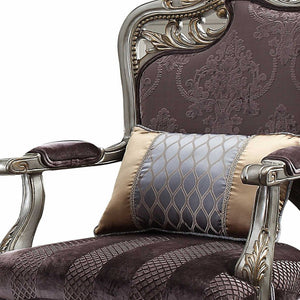 Purple and Platinum Velvet Floral Arm Chair and Toss Pillow HMS 29 for Living Room