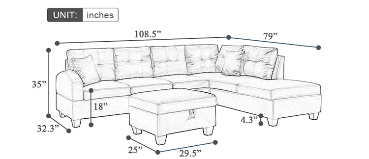 Winforce Morden Style Muebles De Sala Set Furniture Luxury Divano Letto Corner Sofa