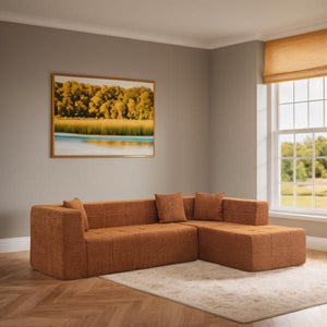 105.5\" Modular L-Shaped Sectional Tufted Sofa Set Deep Seat Comfy Couch with Chaise for Living Room