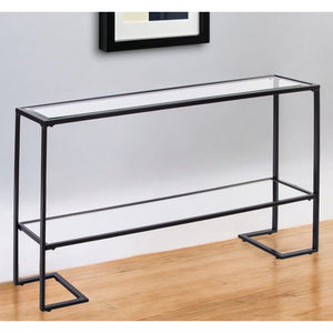HMS 52\" Contemporary Luxury Sled Console Table Clear Black Glass Mirrored Shelves Made Marble Iron Living Room Hotel Bedroom