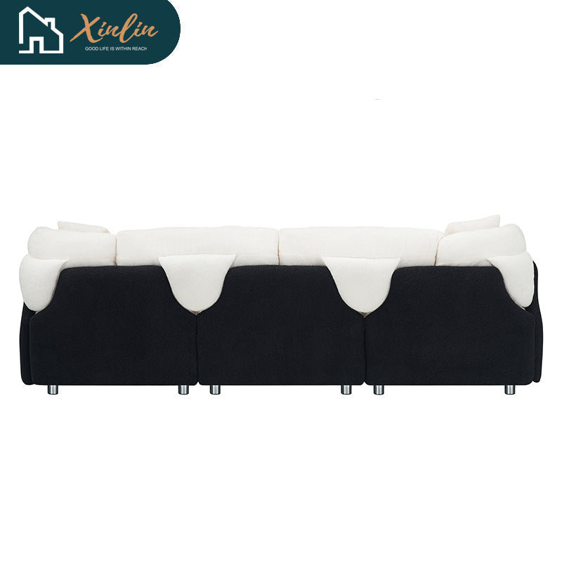 Modern 95.3-Inch Velvet Sofa With Two Throw Pillows Spacious and Comfortable Three-Seater Free Shipping