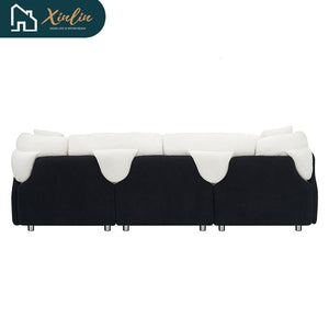Modern 95.3-Inch Velvet Sofa With Two Throw Pillows Spacious and Comfortable Three-Seater Free Shipping