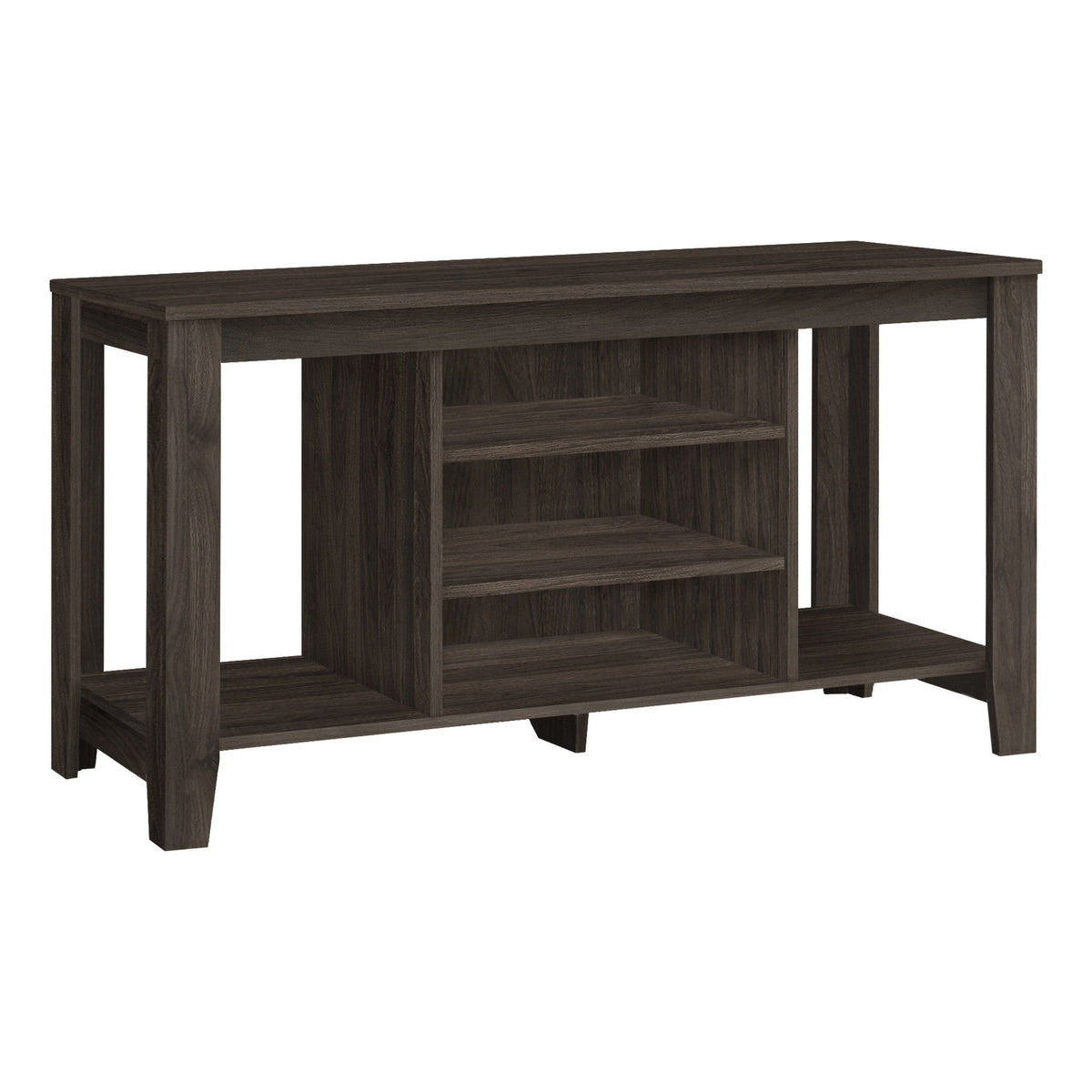 HMS 48\" Brown Open Shelving TV Stand Luxury Modern Wooden and Glass TV Console Electric Features for Living Room or House Use