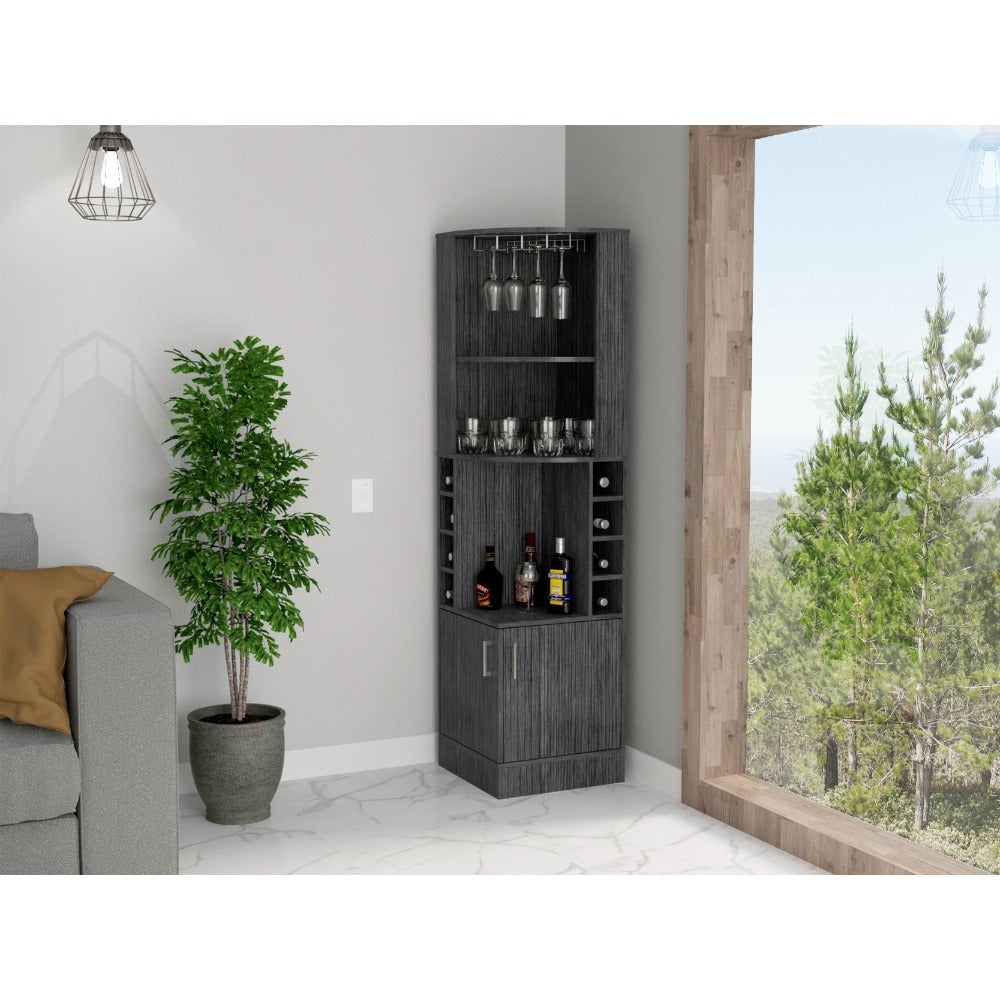 Seattle Bar Cabinet, Eight Bottle Cubbies, Two Large Open Shelves
