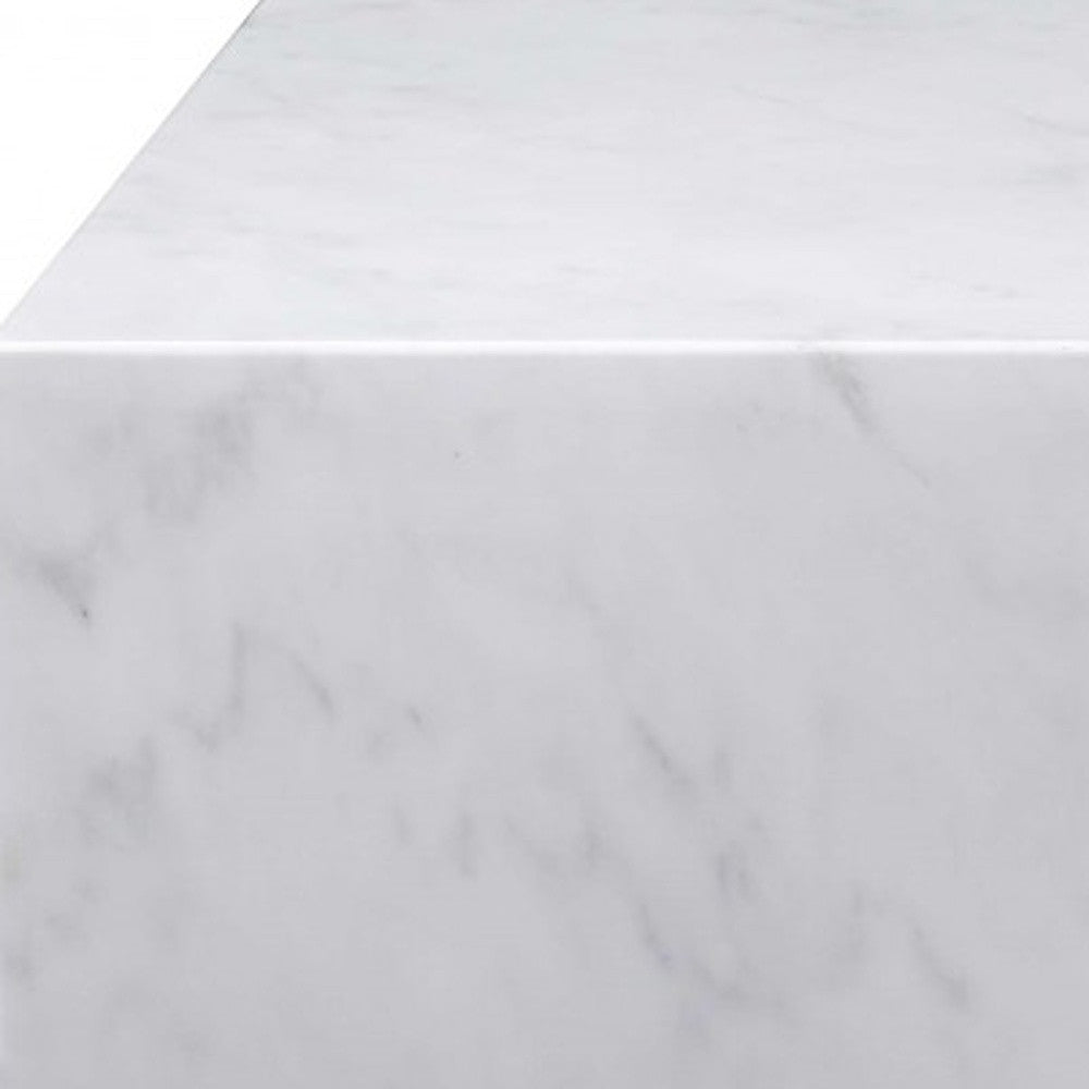 HMS 35 White Genuine Marble and Brass Square Coffee Table