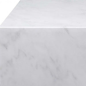 HMS 35 White Genuine Marble and Brass Square Coffee Table