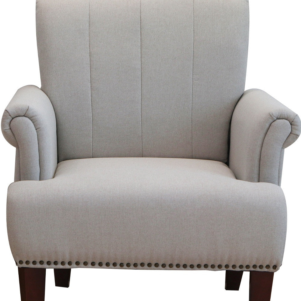 HMS 30\" Light Gray and Brown Upholstered Arm Chair for Living Room