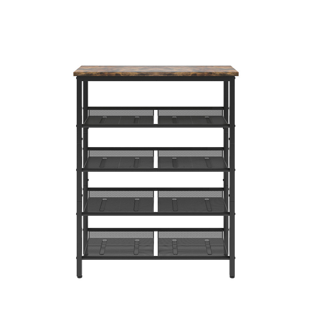 Industrial Shoe Rack, Adjustable Country Style 5-layer Shoe Rack Storage Rack, with 4 Mesh Shelves, Suitable for Entrance