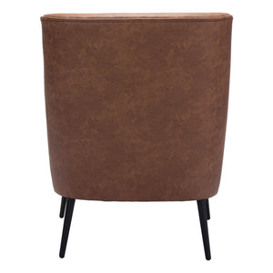 HMS 29 Brown and Black Faux Leather Arm Chair with Upholstered Toss Pillow Stylish Living Room Furniture
