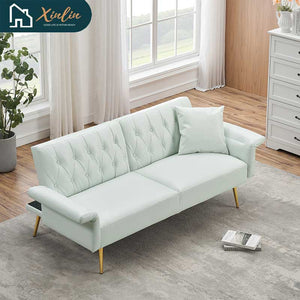 Free Shipping USA Warehouse Modern 67.71 Inch Faux Leather Sofa Bed with Adjustable Armrests Living Room Dining Bedroom Made PVC