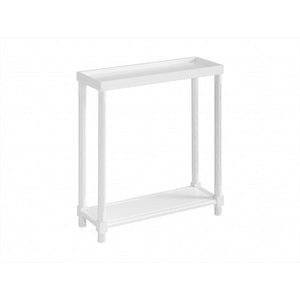 HMS Set of Two 24\" White Wood Rectangular Console Tables with Shelf Elegant End Tables for Home Decor