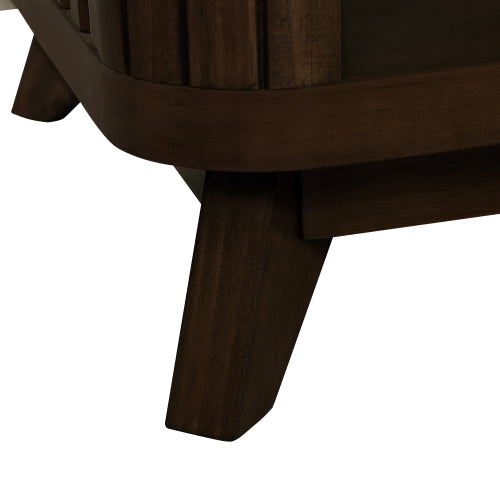 Rectangular Wooden Coffee Table FCJ Minimalist Farmhouse Style Movable Glass Marble Top for Living Room Dining Home Furniture