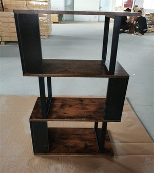 YQ FOREVER Modern Wooden Bookshelves Corner Desk Bookcase Combination Wood MDF Display Rack