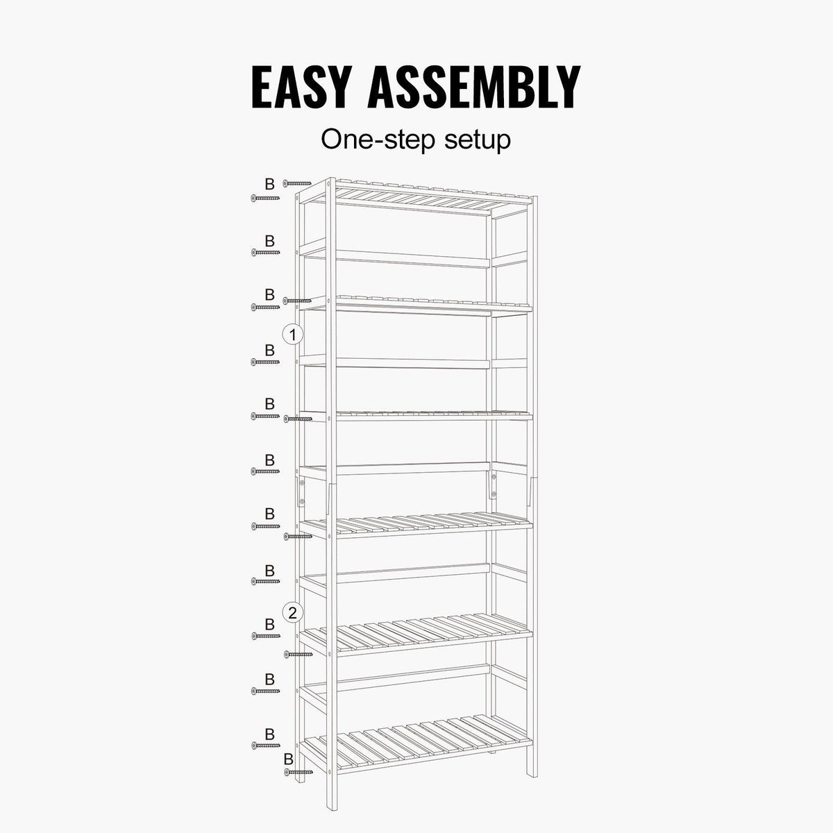 6-Tier Bamboo Ladder Bookcase Rectangle Storage Rack Bookshelf Eco-Friendly and Stylish Bookcase