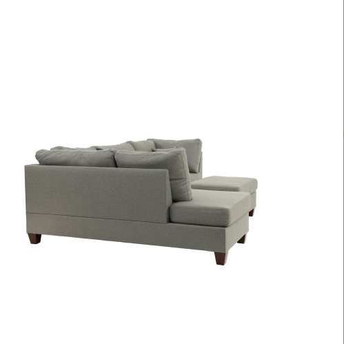 FCJ 3-PC Convertible Sectional Sofa Set in Gray for Living Rooms Apartments and Beds