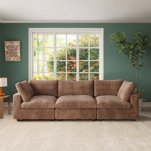 ATUNUS USA in Stock Drop Shipping Cloud Sofa Living Room Furniture Brown Corduroy Modular Sectional Couch Sofa Set