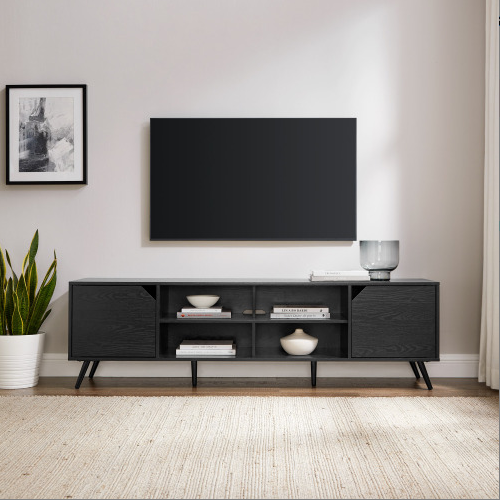 FCJ Contemporary 2-Door TV Stand Minimalist Modern & Luxury for TVs up to 80 Inches MDF Panel for Living Room or House