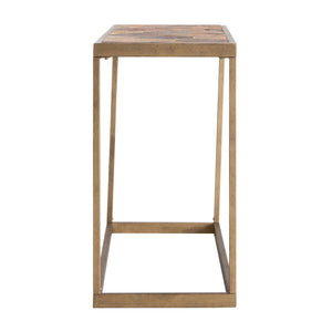 HMS 48\" Natural and Brass Reclaimed Wood Frame Console Table Stylish Home Decor