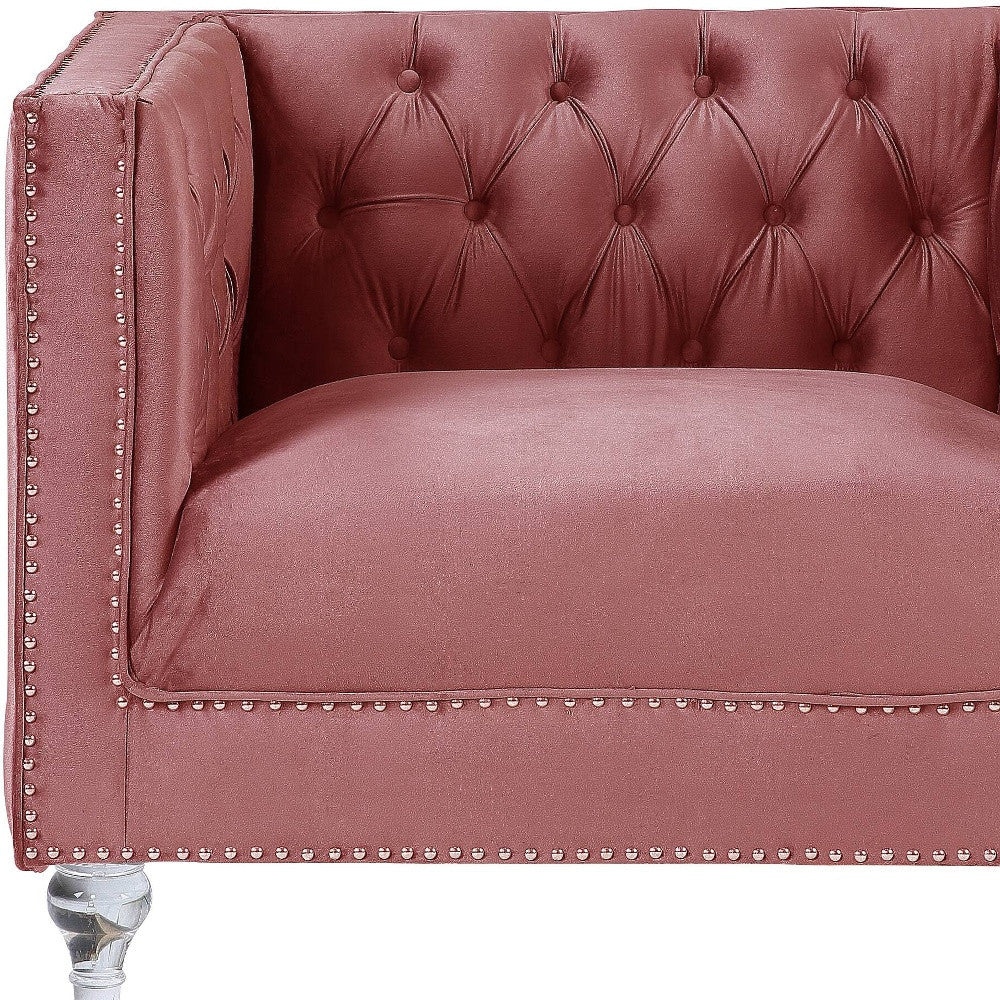 HMS 39 Pink Black Velvet Tufted Arm Chair Contemporary Home Office Bedroom Furniture Comfortable Reclining Massage for Bar