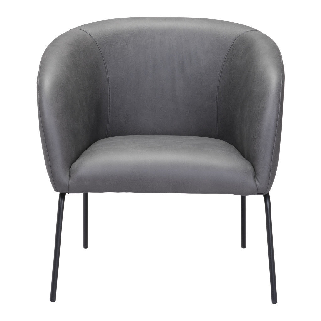 HMS 28\" Gray & Black Faux Leather Club Chair with Upholstered Seat Elegant Living Room Chair