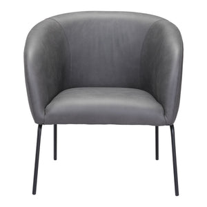 HMS 28\" Gray & Black Faux Leather Club Chair with Upholstered Seat Elegant Living Room Chair