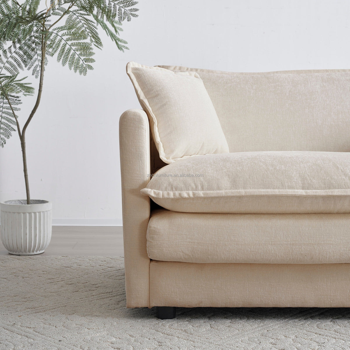 Modern Accent Chair with Ottoman Living Room Club Chair Chenille Upholstered Armchair Reading Chair for Bedroom