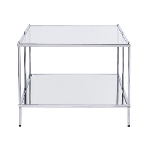 HMS 42\" Chrome Glass and Metal Rectangular Coffee Table with Mirrored Top