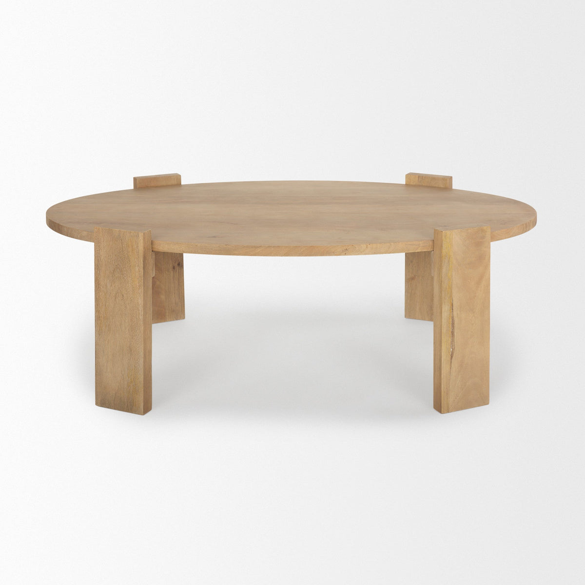 HMS 48\" Natural Solid Wood Oval Coffee Table Handmade Minimalist Design for Home Dining Office Hotel Durable Metal Tea Table