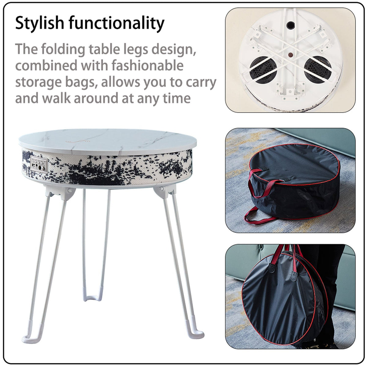 Customizable Smart Music Coffee Table Multifunctional Bluetooth Speaker Wireless Charging Foldable Outdoor Home Furniture