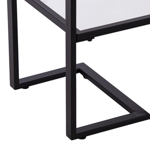 HMS 52\" Contemporary Luxury Sled Console Table Clear Black Glass Mirrored Shelves Made Marble Iron Living Room Hotel Bedroom
