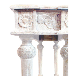 HMS 54\" Classic Antique Distressed Console Table White Solid Wood for Living Room Bedroom Hotel Farmhouse Home Decor