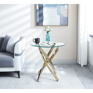 Modern Round Tempered Glass Coffee Table with Chrome Legs