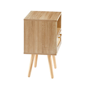End Table with Drawer and Wood Legs, Modern Nightstand, Side Table for Living Room, Bedroom,natural