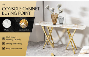 Italian Marble Mdf Wooden Console Table Modern Luxury Design Gold Stainless Steel Entryway Console Tables Living Room Furniture