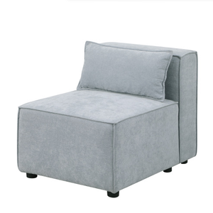 Simple and Grand 3-Seater Modular Sofa in Grayish Blue Chenille Fabric Soft Seat Back Knock FCJ Version