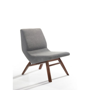 HMS 22\" Gray and Brown Upholstered Chaise Lounge Chair with Ottoman