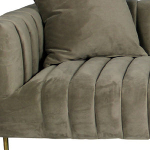 HMS 90 Sectional Sofa and Gold-Legged Toss Pillows Gray Brown Velvet with Sponge-Filled Sponge for Living Room Furniture