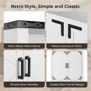 FCH 3-Layer Double Door Display Cabinet 2-Z Shape Black Iron Corners Front Curved Base White Triammine Board Living Room