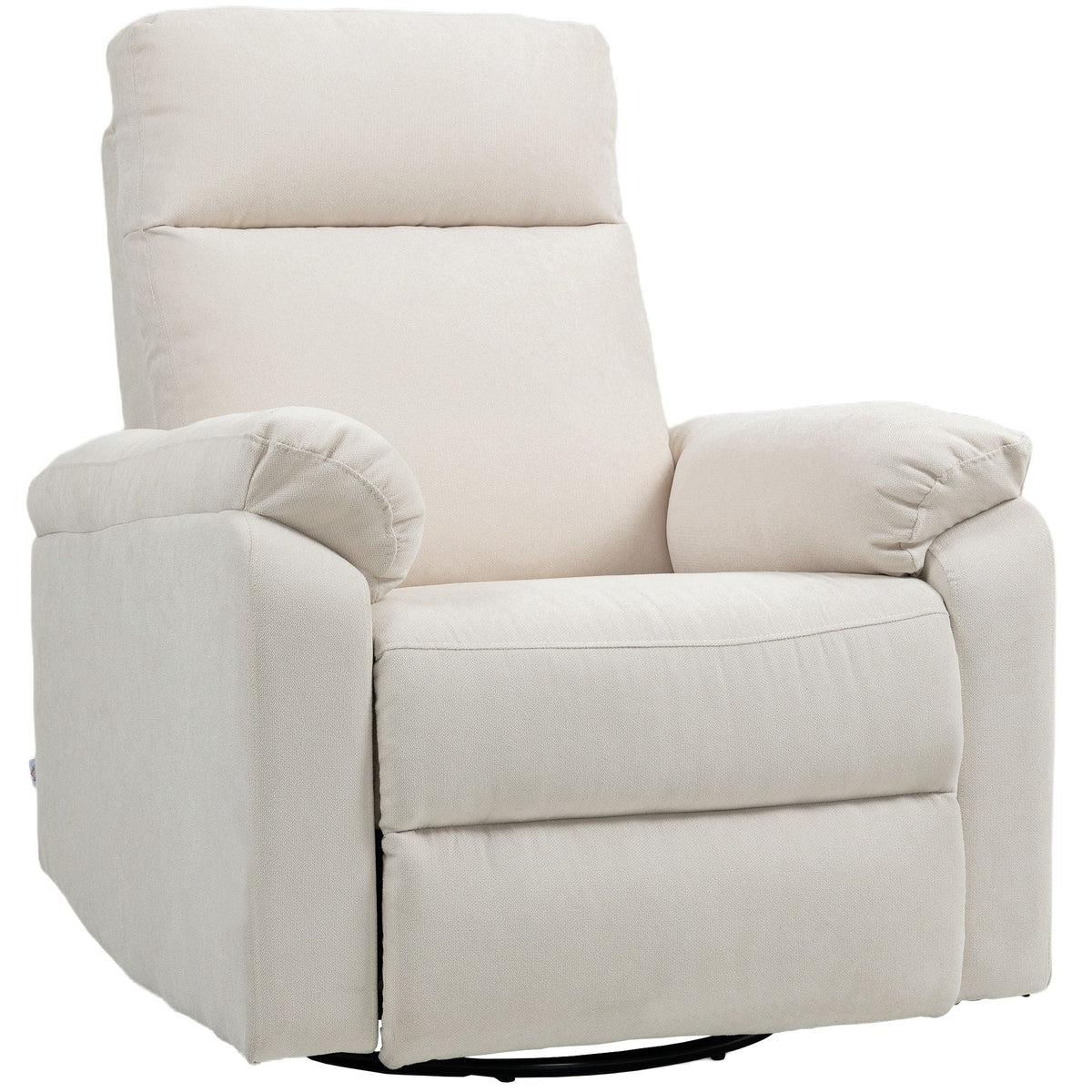 Cream Single Sofa Recliner Chair Wide Swivel Rocker with Pocket Spring Footrest Quick Assembly Overstuffed Comfortable Design