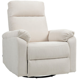 Cream Single Sofa Recliner Chair Wide Swivel Rocker with Pocket Spring Footrest Quick Assembly Overstuffed Comfortable Design