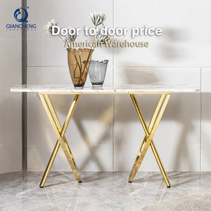 Italian Marble Mdf Wooden Console Table Modern Luxury Design Gold Stainless Steel Entryway Console Tables Living Room Furniture
