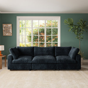 ATUNUS USA in Stock Drop Shipping Cloud Sofa Living Room Furniture Black Corduroy Modular Sectional Couch Sofa Set