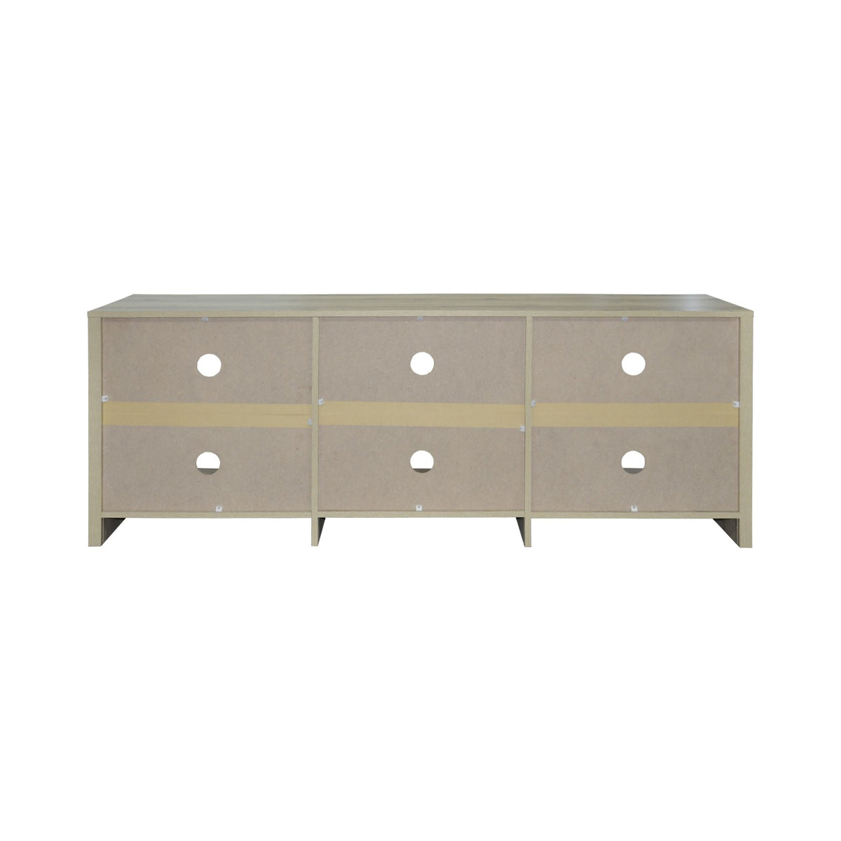 65-Inch Black Oak Wood TV Stand with 6 Storage Shelves