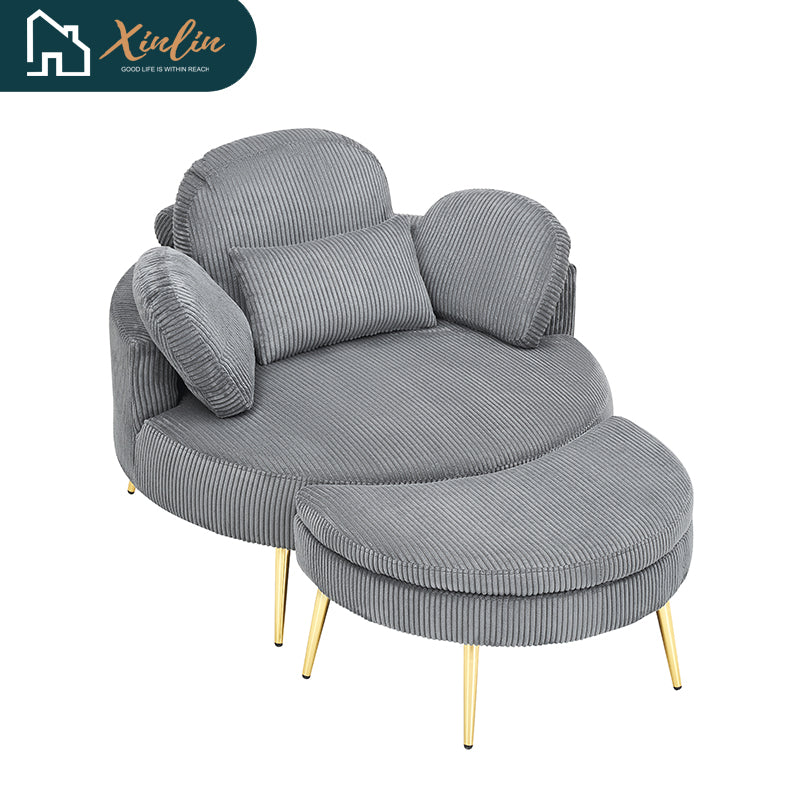 43-Inch Single Grey Velvet Chair Soft and Comfortable for Outdoor Bedroom Hotel Use Nordic Design Style Free Shipping