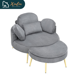 43-Inch Single Grey Velvet Chair Soft and Comfortable for Outdoor Bedroom Hotel Use Nordic Design Style Free Shipping