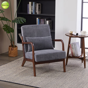 In Stock Modern Nordic Upholstered Accent Living Room Chair Solid Wood Lounge Chair For Coffee House Reading Room Armchair 5373