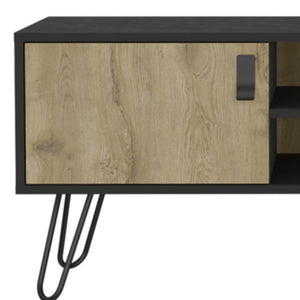HMS 48\" Beige and Black TV Stand with Open and Enclosed Storage Cabinets
