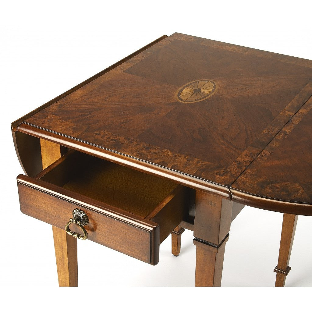 HMS 19\" Brown Wood Oval Coffee Table with Drawer Farmhouse Living Room Tea Table Set Resin Material Home Furniture